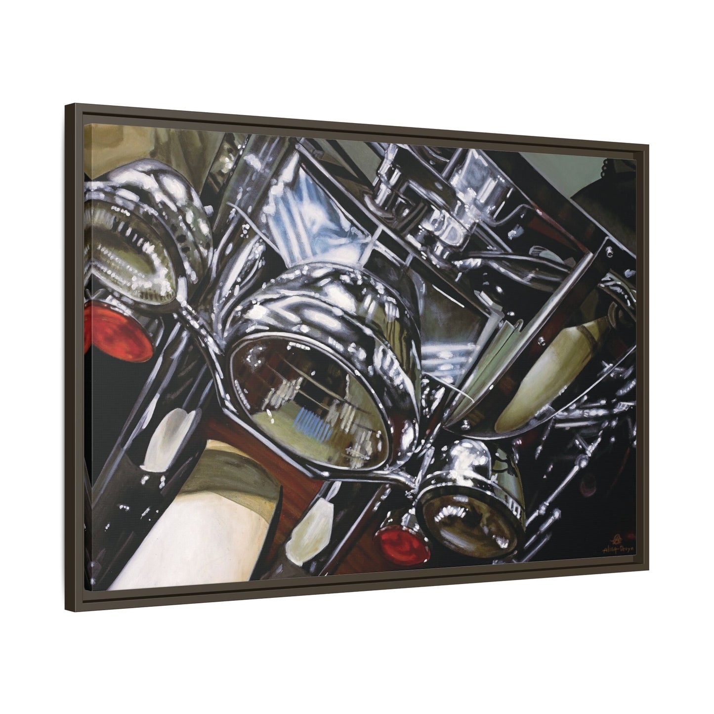 The Harley- Motorcycle Harley Davidson Rider Art Print, Framed 1.25" Matte Canvas Style