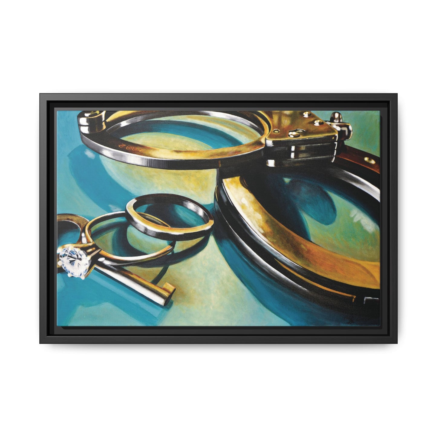 CopLife- Police Officer Law Enforcement Cuffs Hero Art Print, Framed 1.25" Matte Canvas Style