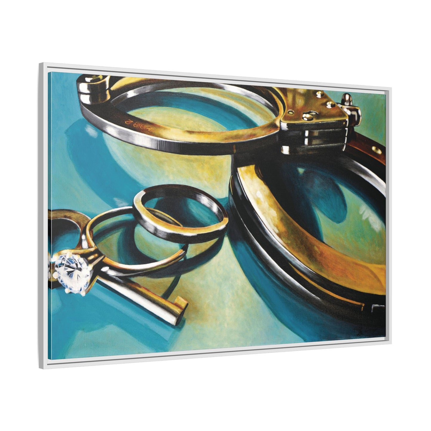 CopLife- Police Officer Law Enforcement Cuffs Hero Art Print, Framed 1.25" Matte Canvas Style