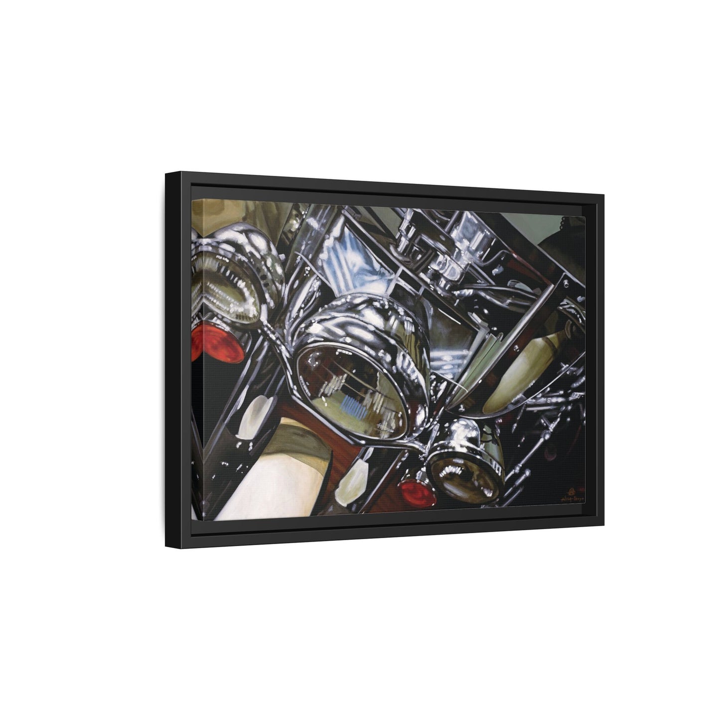 The Harley- Motorcycle Harley Davidson Rider Art Print, Framed 1.25" Matte Canvas Style