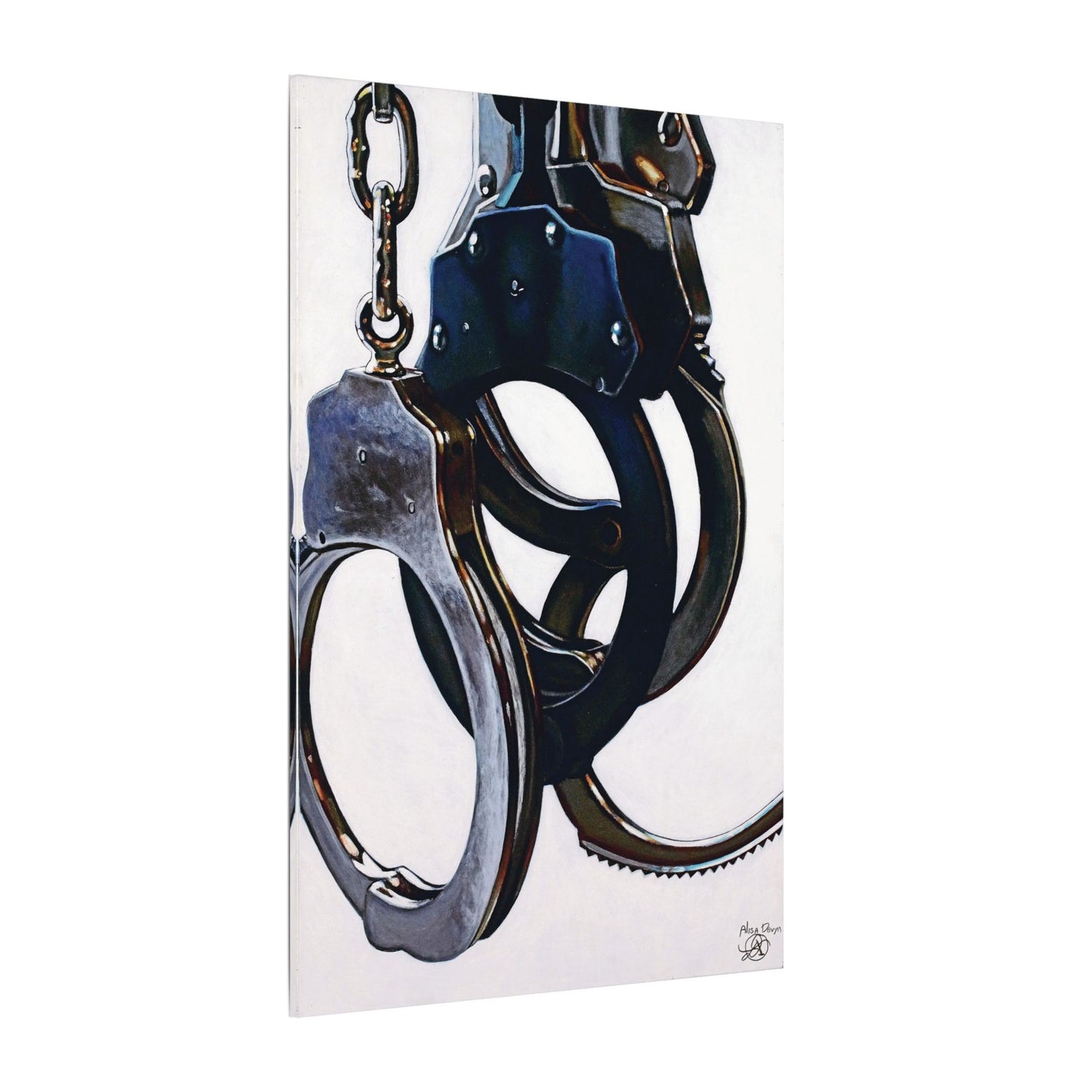 Cuffs- Police Officer Cop Law Enforcement Hero Art Print, 0.75" Matte canvas Style