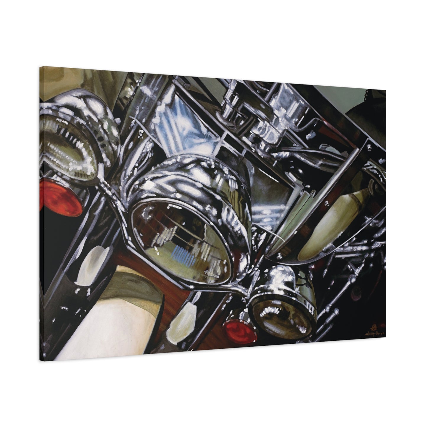 The Harley- Motorcycle Harley Davidson Rider Art Print, 1.25" Stretched Matte Canvas Style