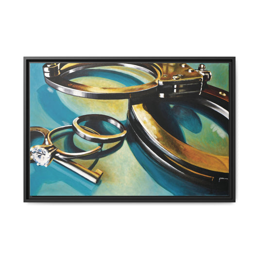 CopLife- Police Officer Law Enforcement Cuffs Hero Art Print, Framed 1.25" Matte Canvas Style