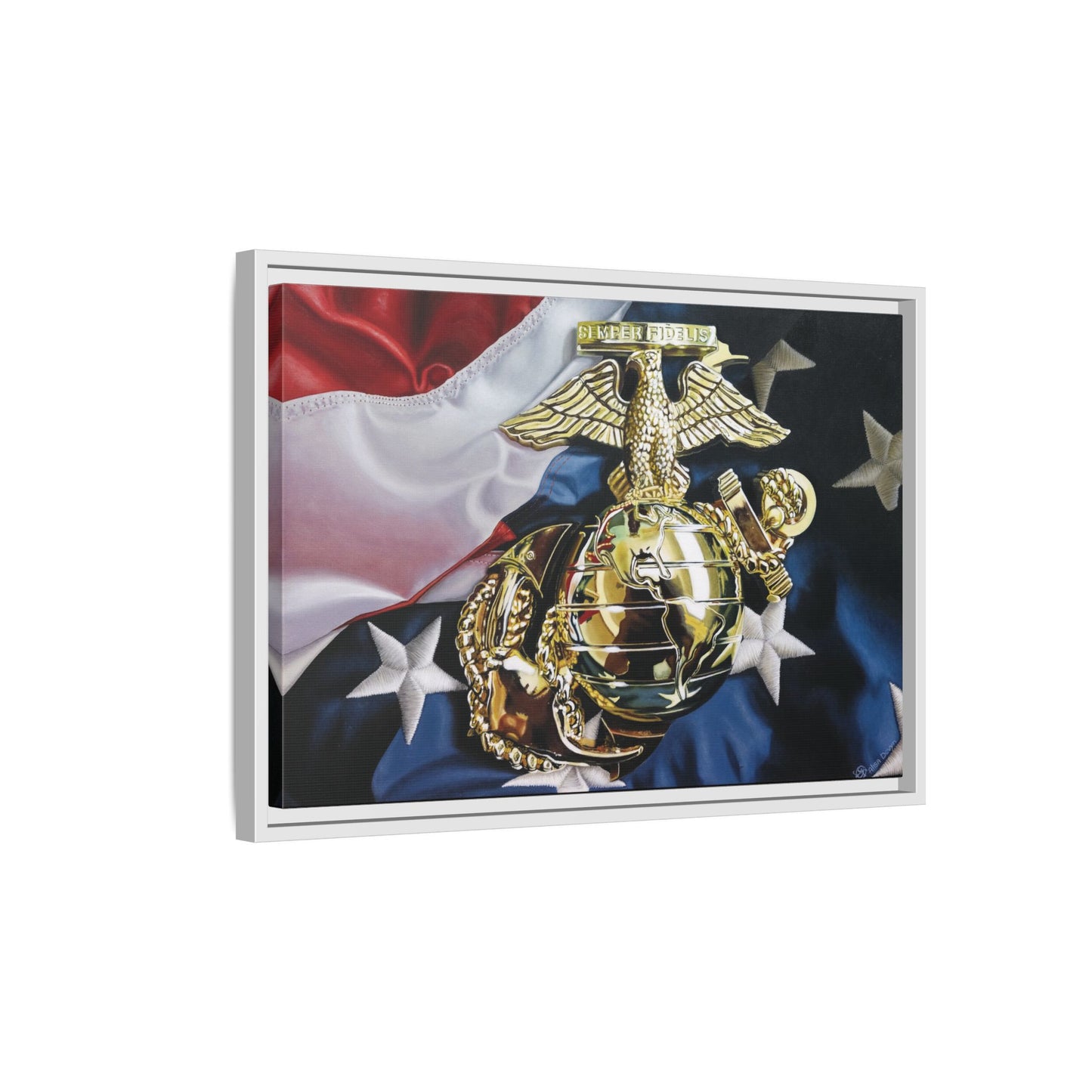 The Marine- Military Merchant Marine Corps Soldier Hero Americana Art Print, 1.25" Framed Stretched canvas