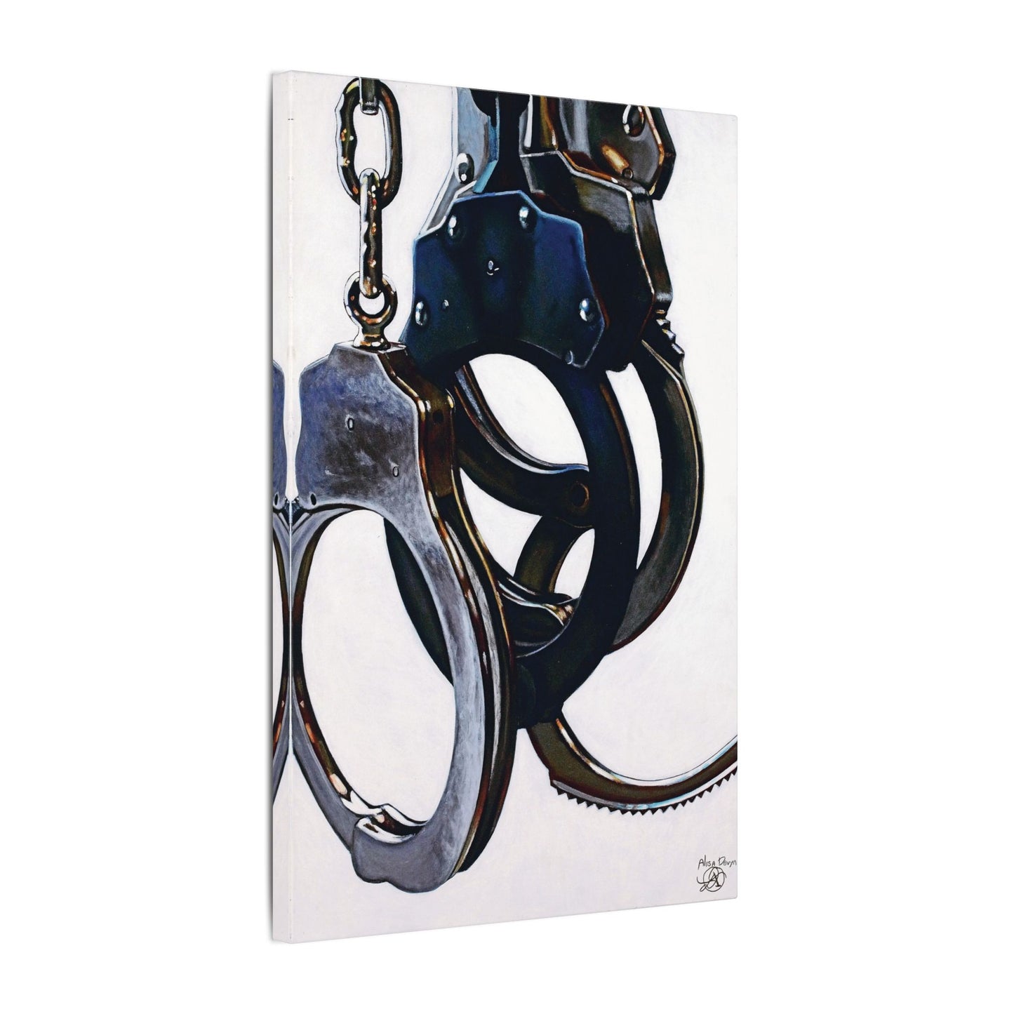 Cuffs- Police Officer Cop Law Enforcement Hero Art Print, 0.75" Matte canvas Style