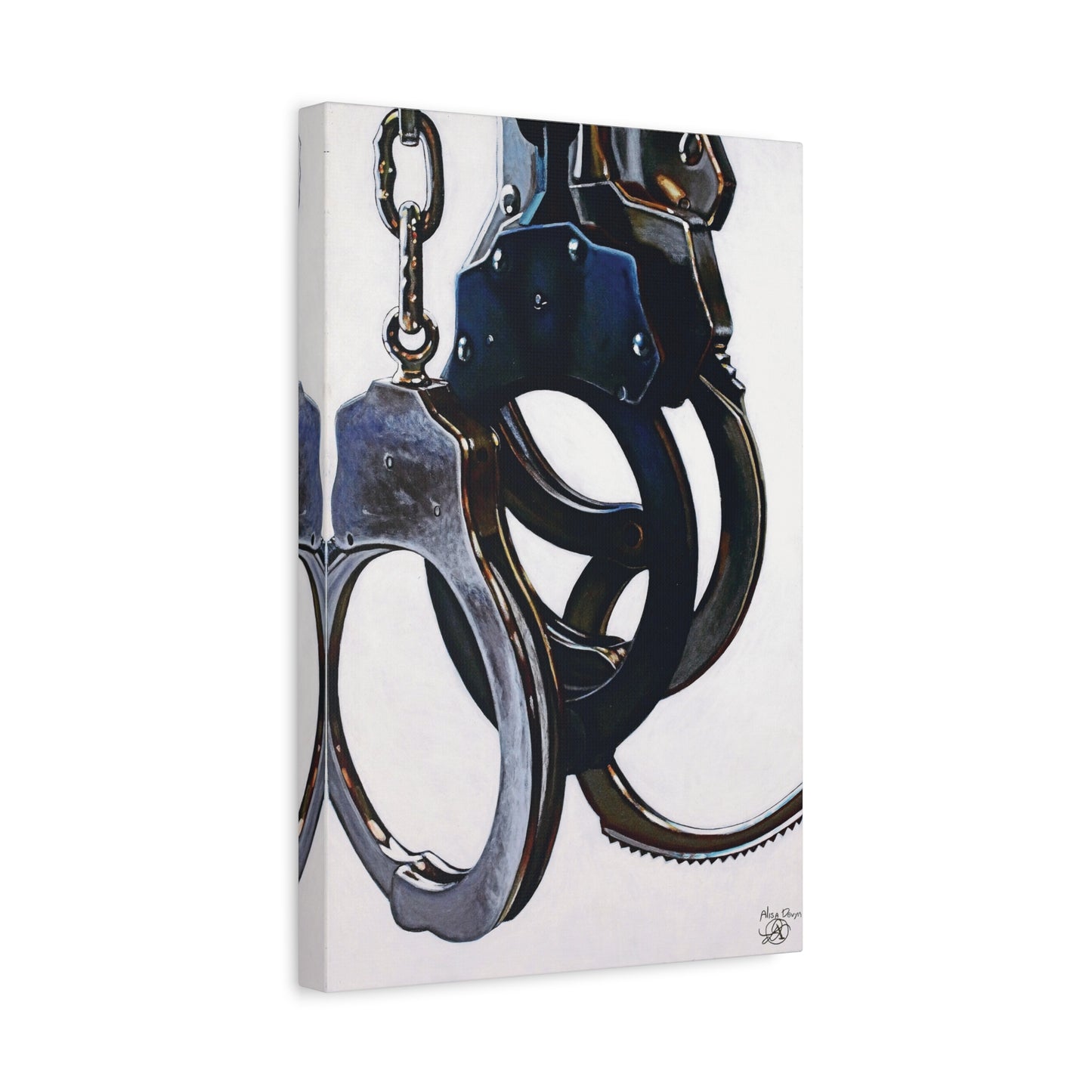 Cuffs-  Police Officer Cop Law Enforcement Hero Art Print, 1.25" Matte Stretched canvas Style