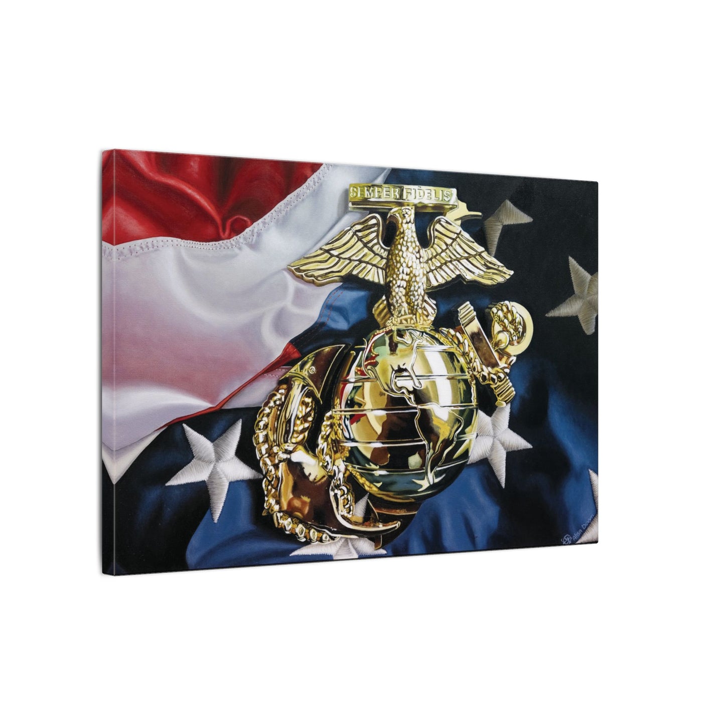 The Marine- Military Merchant Marine Corps Soldier Hero Americana 0.75" Stretched Canvas Patriotic Canvas Print, Military Tribute Decor, Veteran Gift, Wall Art, Remembrance Artwork, Flag Inspired Home Decor