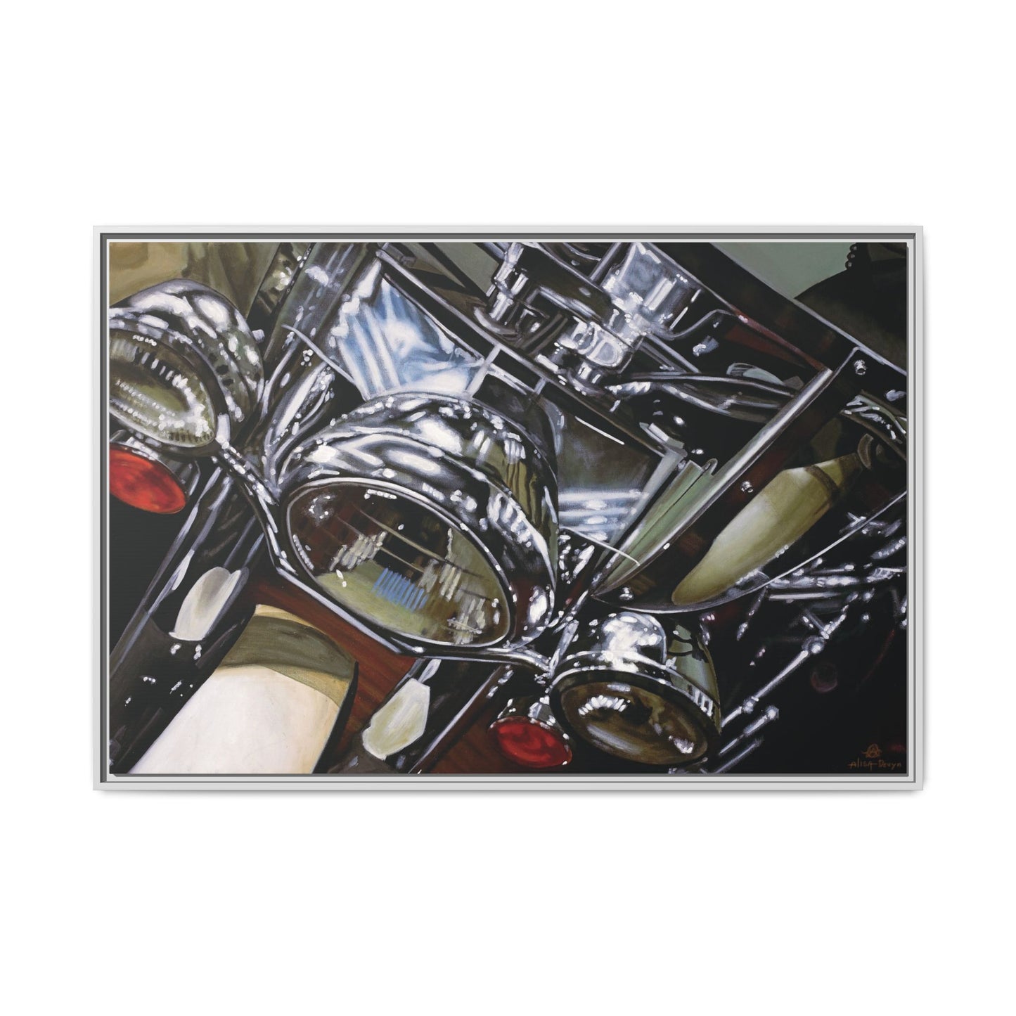 The Harley- Motorcycle Harley Davidson Rider Art Print, Framed 1.25" Matte Canvas Style