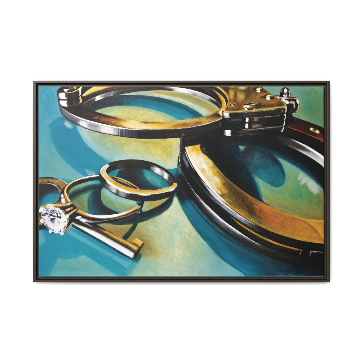 CopLife- Police Officer Law Enforcement Cuffs Hero Art Print, Framed 1.25" Matte Canvas Style