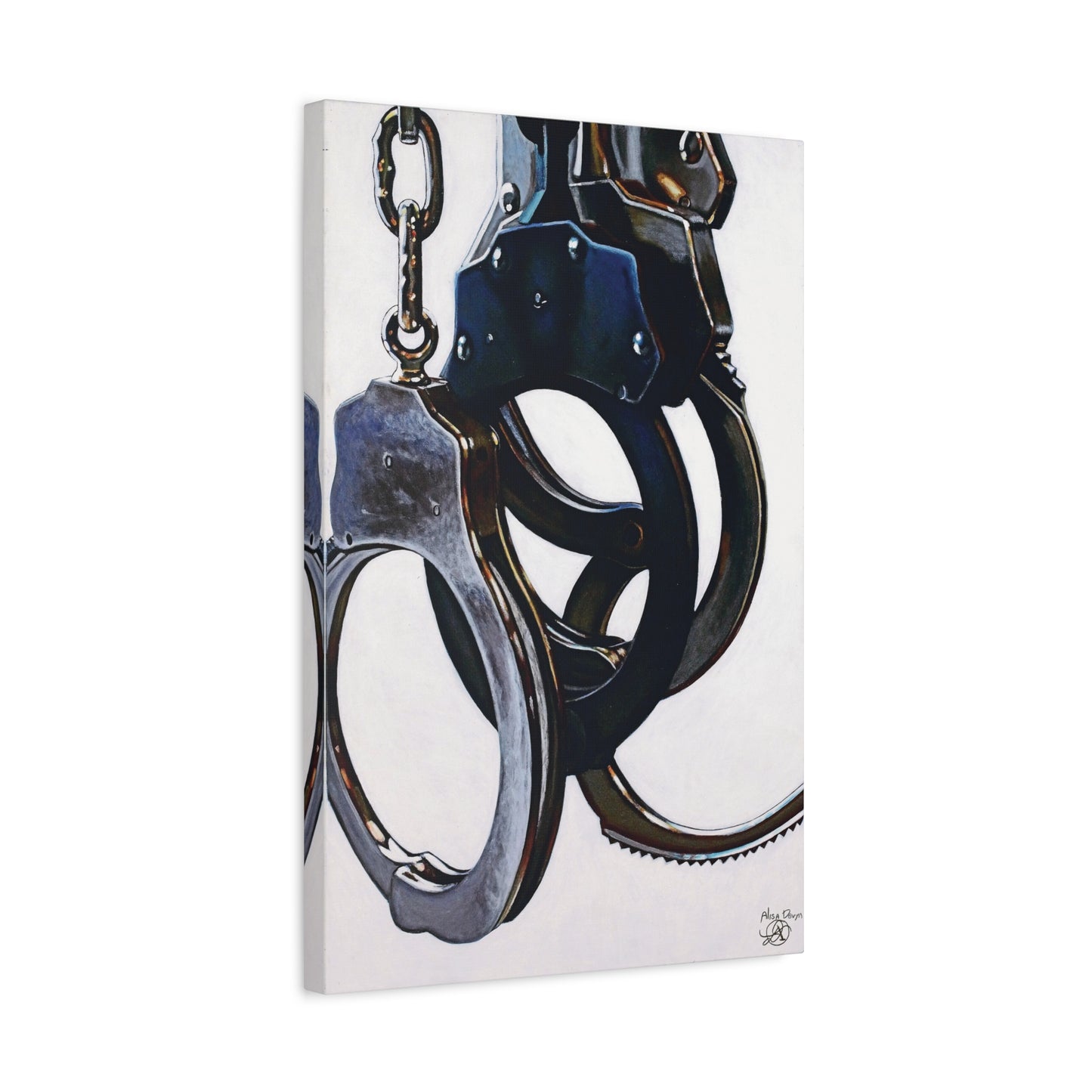 Cuffs-  Police Officer Cop Law Enforcement Hero Art Print, 1.25" Matte Stretched canvas Style