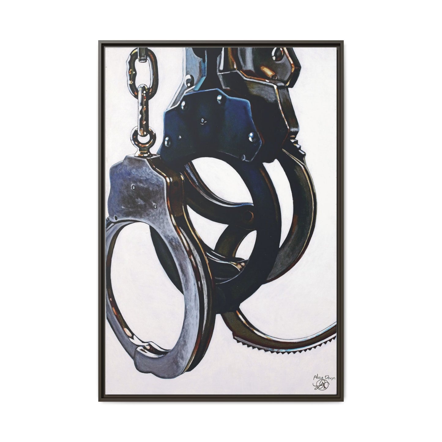 Cuffs- Police Officer Cop Law Enforcement Hero Art Print, 1.25" Framed Matte Canvas Style