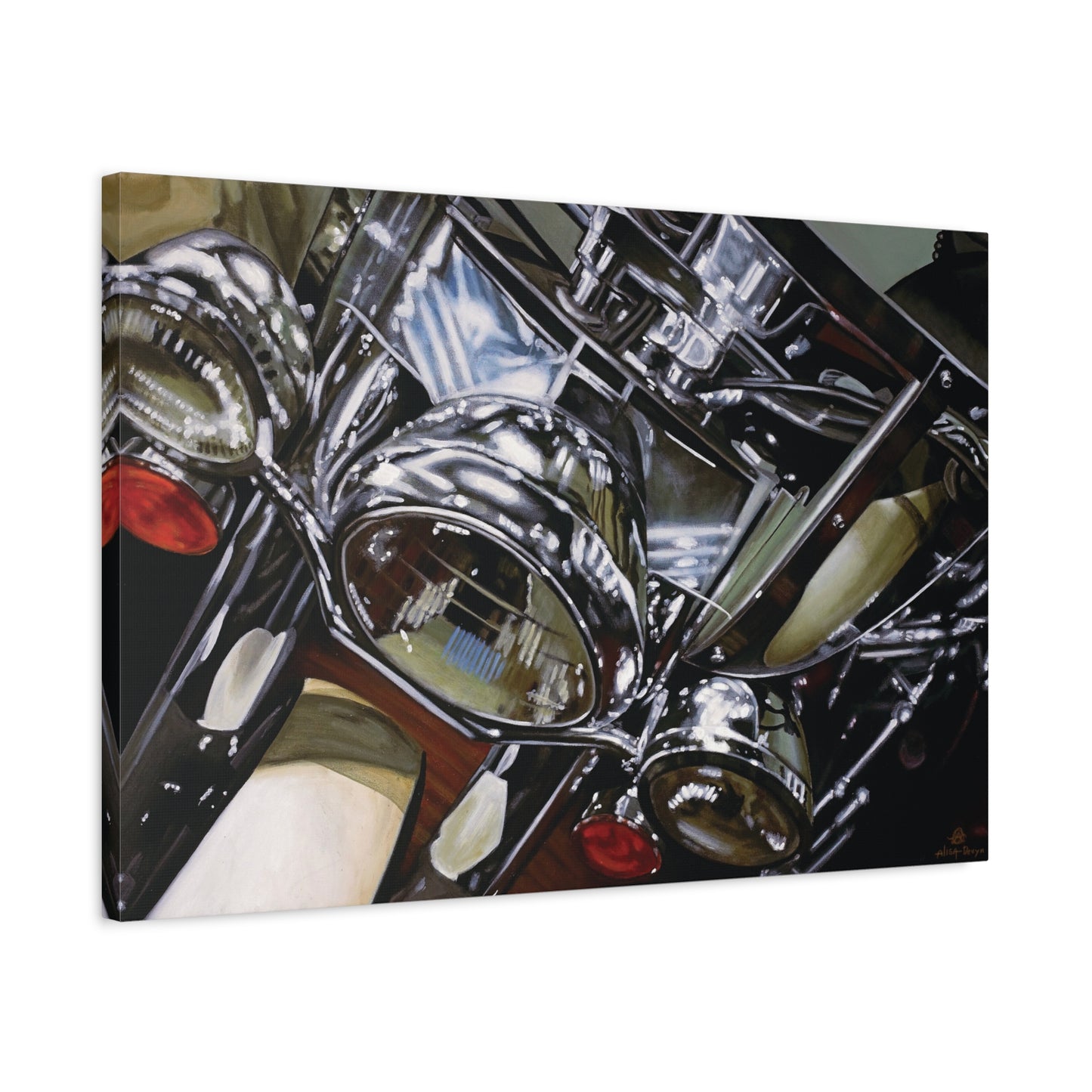 The Harley- Motorcycle Harley Davidson Rider Art Print, 1.25" Stretched Matte Canvas Style