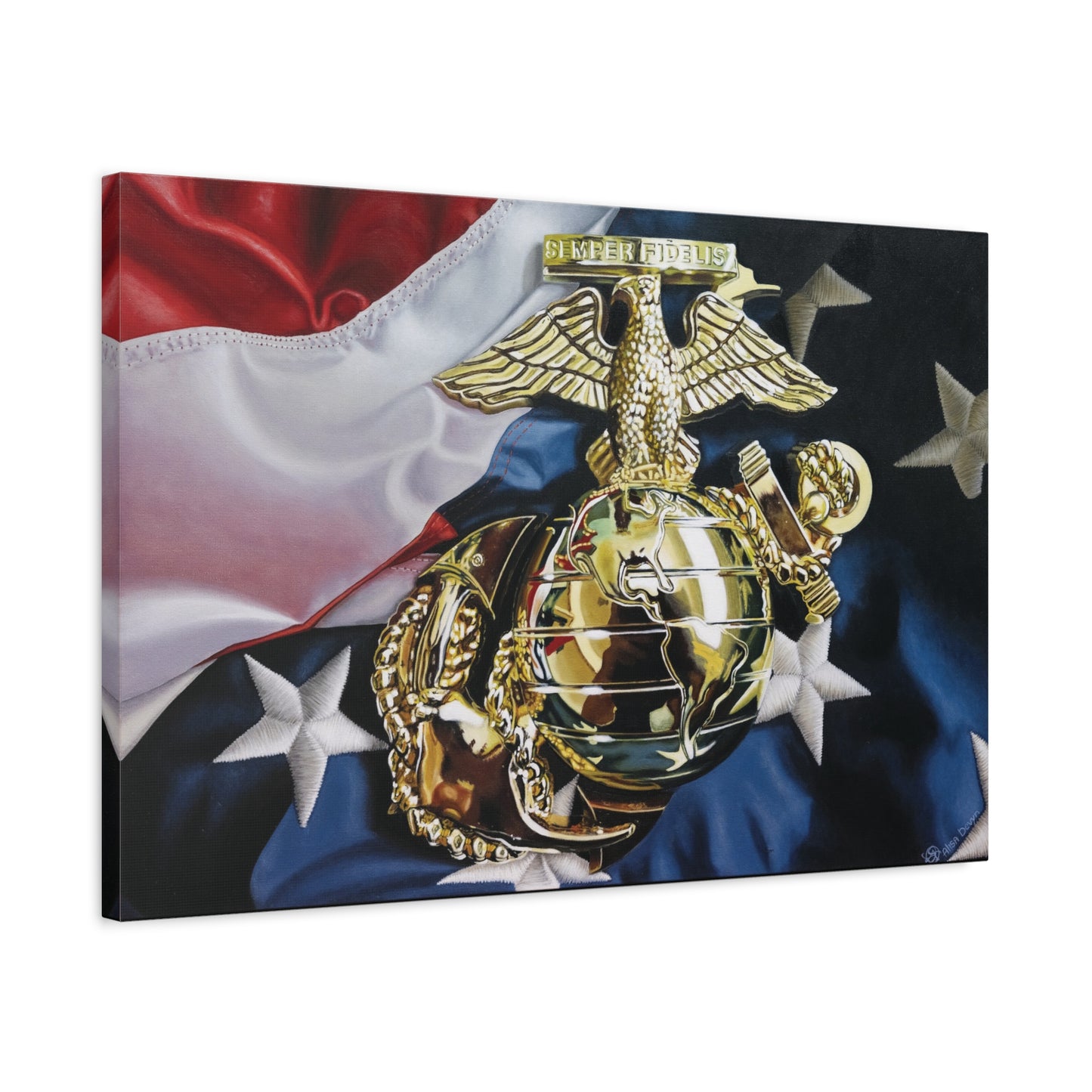 The Marine- Military Merchant Marine Corps Soldier Hero Americana 1.25" Stretched Canvas Patriotic Canvas Wall Art, Military Decor, Veteran Tribute, Home Decor, Gift for Veterans