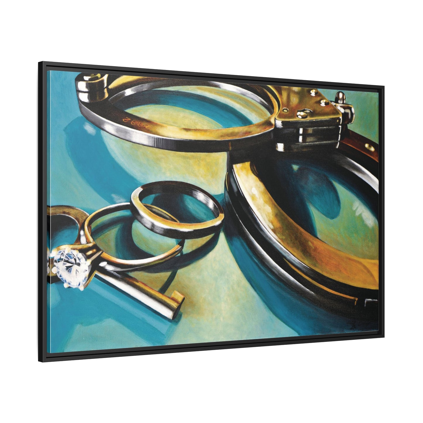 CopLife- Police Officer Law Enforcement Cuffs Hero Art Print, Framed 1.25" Matte Canvas Style