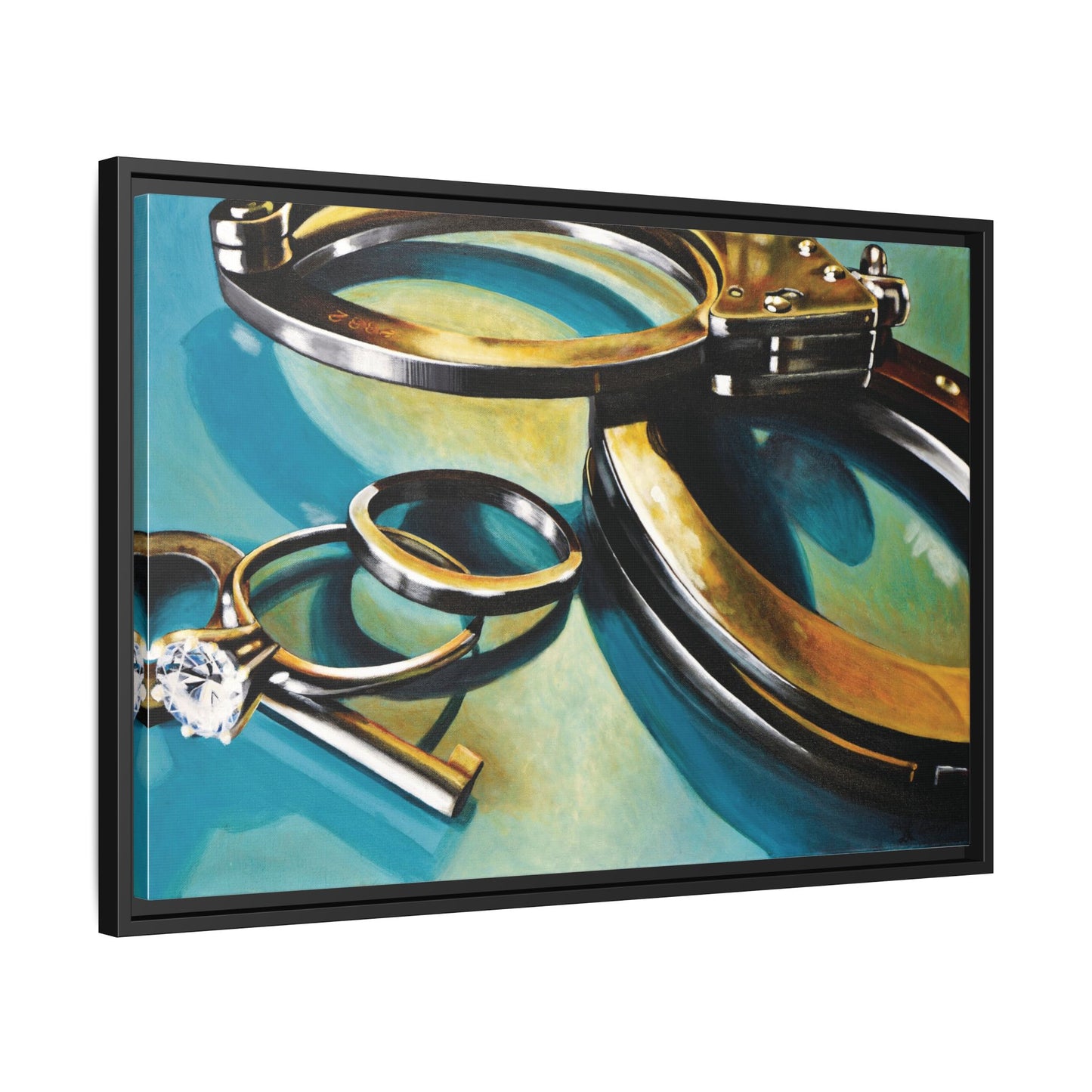 CopLife- Police Officer Law Enforcement Cuffs Hero Art Print, Framed 1.25" Matte Canvas Style